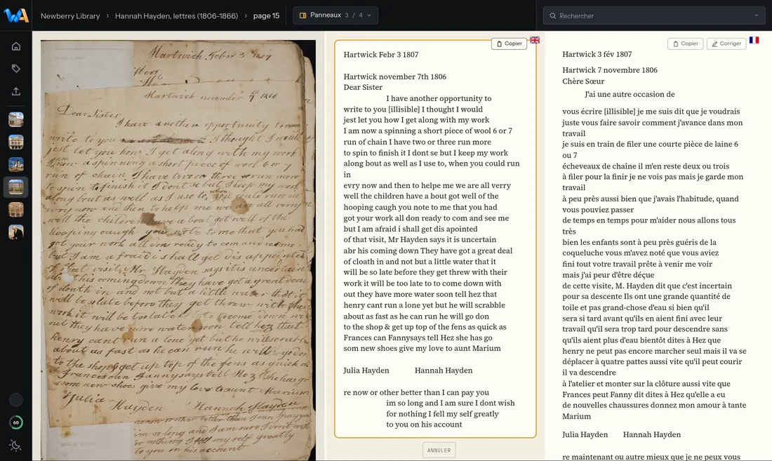 Wondarchive screen: Corrections, kept alongside