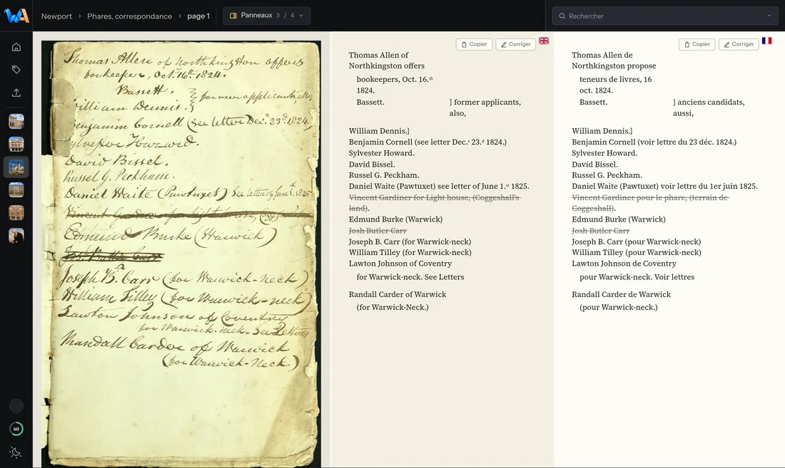 Wondarchive screen: Photo and text, side by side