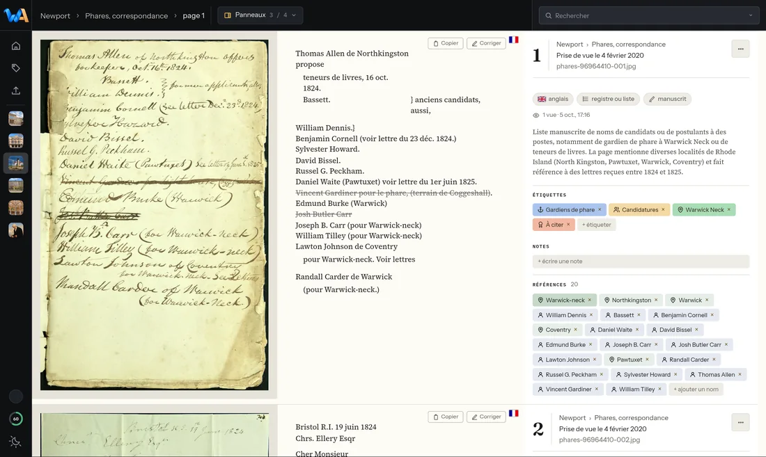 Wondarchive screen: Coloured tags