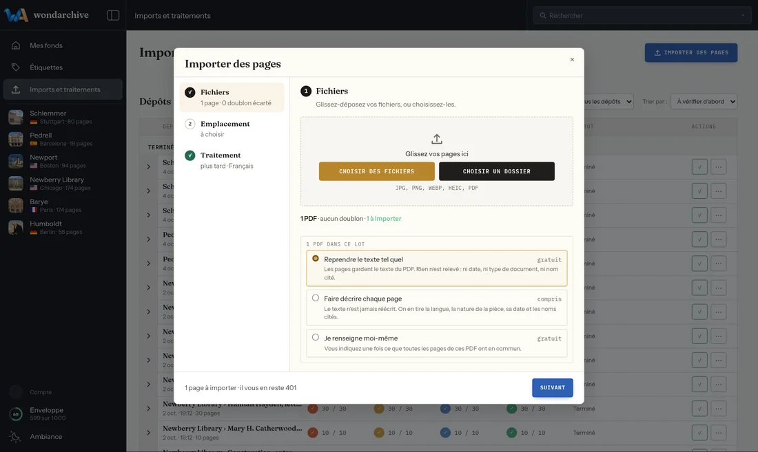 Wondarchive screen: A PDF, page by page